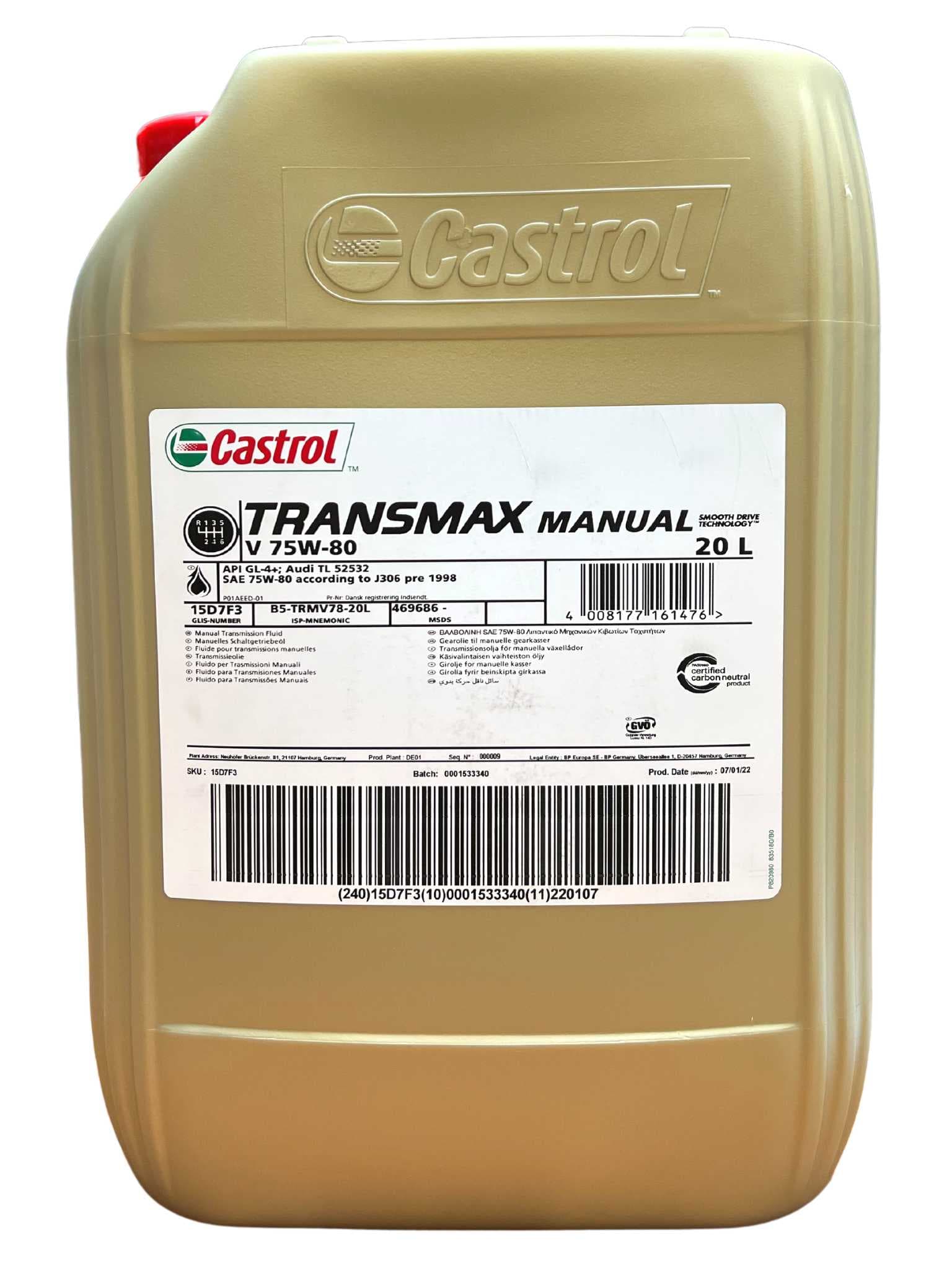 Castrol Transmax Manual V 75W-80, 20 L