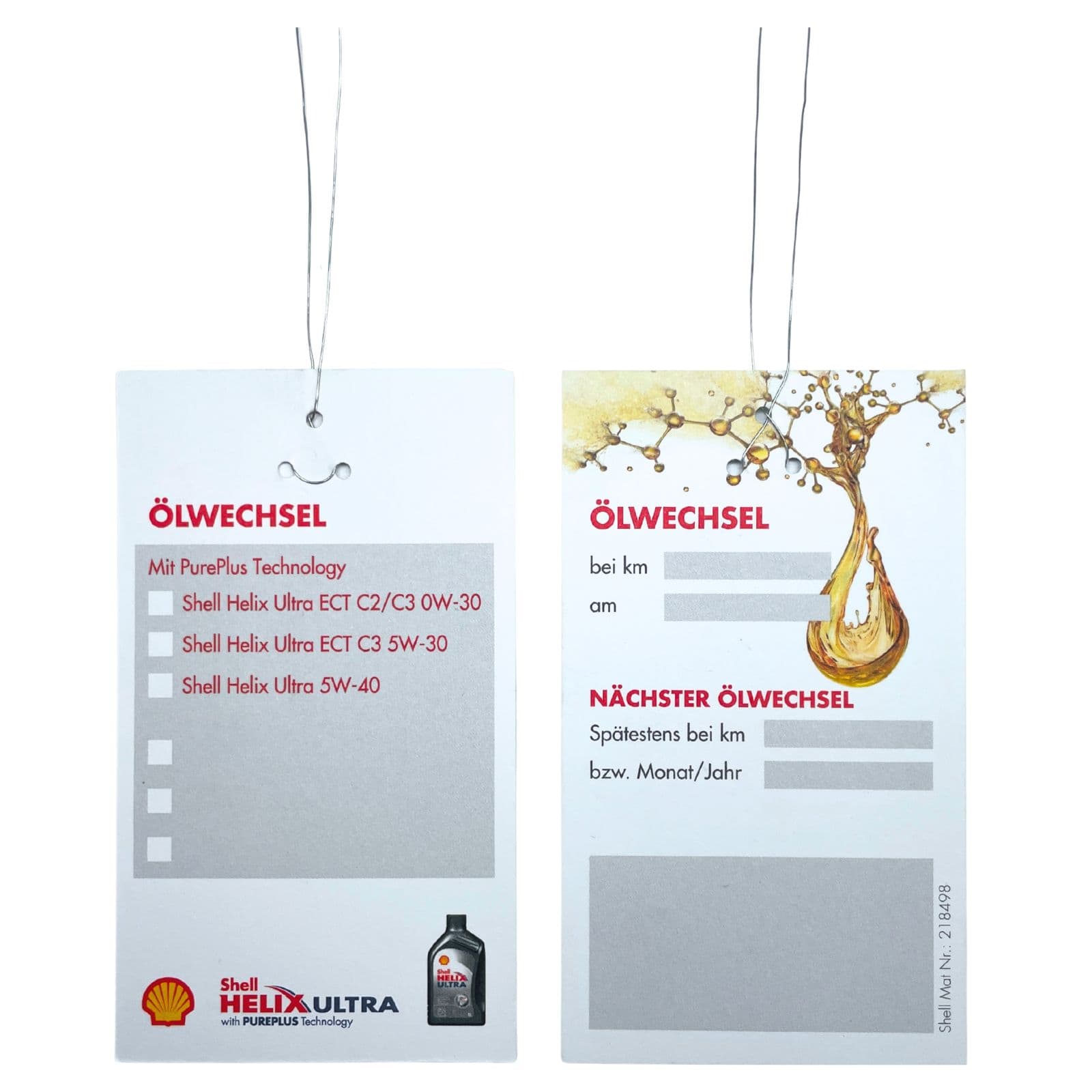 Shell Oil Change Label Ölwechselanhänger Öldienstzettel Ölzettel